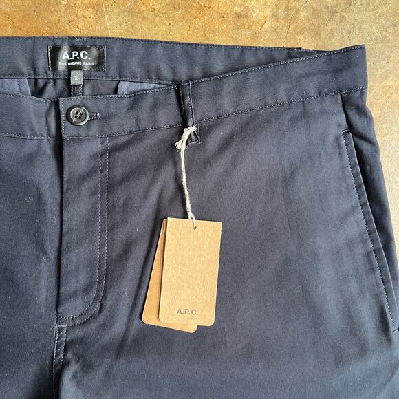A.P.C. Navy Classic Chino Trousers Gabardine Cotton Pants Navy 36 NWT - Picture 1 of 6